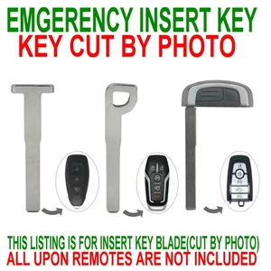 KEY CUT BY PHOTO FOR FORD LINCOLN INSERT EMGERENCY KEYLESS ENTRY SMART REMOTE - Picture 1 of 4