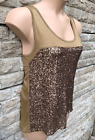 Ladies Et Vous Gold Sequinned Sleeveless Vest Style Summer Blouse Top UK 16