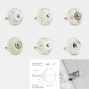 Gran Selección de Perillas de Puerta de Cerámica Crema Manija Armario Armario Cajón Tirador - Imagen 1 de 22