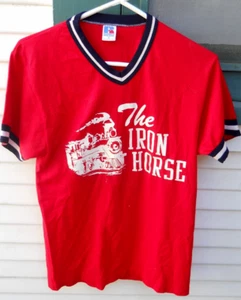 VINTAGE70"S IRON HORSE, RED,WHITE&BLACK #15 OLD SCHOOL JERSEY MEN'S SZ M RUSSELL - Picture 1 of 3