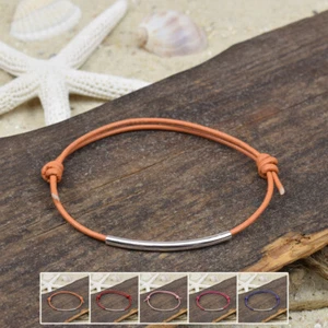 ❦ Pulsera correa para el pie RIGO | cuero | 1,5 mm | tubo | nudo deslizante | 04 ❦ - Imagen 1 de 7