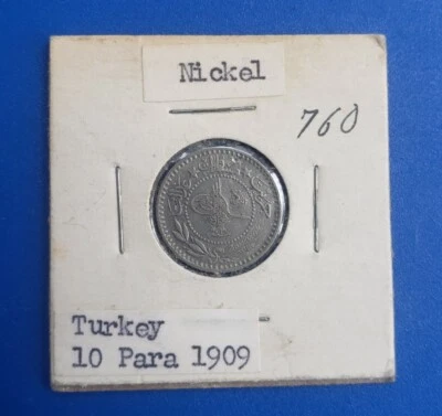 Moneda de 10 para níquel Turquía Imperio Otomano 1909  Foto 1 de 2
