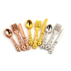 12PC Miniatures 1:12 Scale Dollhouse Mini Metal Gold Silverware Spoon Tableware
