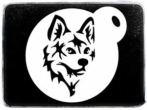 0144 Wolf Coffee Duster Cake Tattoo Face Airbrush Reusable Mylar Stencil