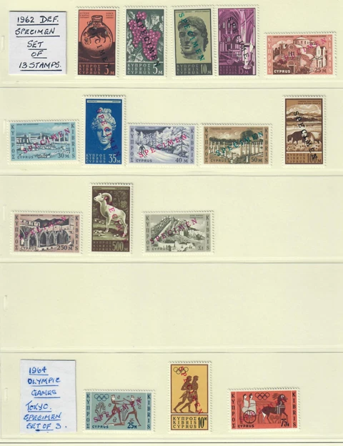 Cyprus 1962 Specimen set of 13 SG211s-223s  & 1964 OLYMPIC GAMES TOKYO V.F MNH - Image 1 of 1