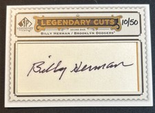 2009 UPPER DECK PROMINENT CUTS BILLY HERMAN AUTO /50 BROOKLYN DODGERS HOF