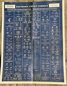 1962 Electronic Circuit Symbols Poster Full Key With Symbols Vintage Technician - Picture 1 of 3