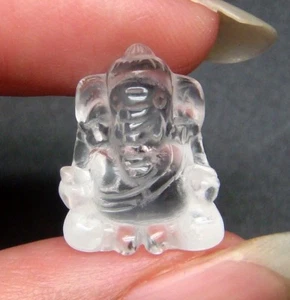 Hand- Crafted Natural Quartz Crystal God GANESHA Ganesh Carving Amulet Talisman - Picture 1 of 3