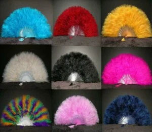 MARABOU FEATHER FAN 20" x 12" Top Quality! 25+ Colors Available! Wedding/Costume - Picture 1 of 24