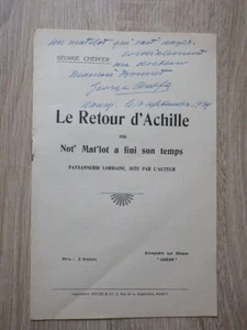 Brochure GEORGE CHEPFER LE RETOUR D'ACHILLE 1930 avec autographe de l'auteur - Picture 1 of 2