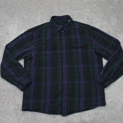 Prana Shirt Mens Large Purple/Blue/Green Plaid Organic Cotton L/S Button Up - Image 1 of 4