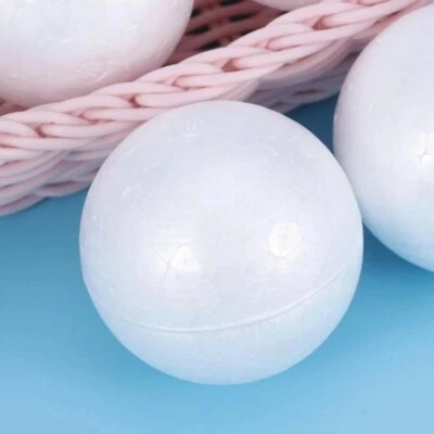 100pcs Solid Foam Ball Polystyrene Balls Project Round Wedding White 2/2.5/3cm - Image 1 of 3