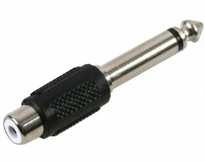 RCA PHONO FEMALE SOCKET TO 6.35MM 1/4" MONO JACK PLUG ADAPTER ADAPTOR CONVERTER - Image 1 of 2