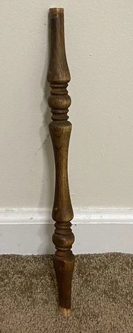 Antique Turned Wood Spindle Baluster Hardwood 15.5" Long Cover