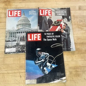Lot Of 3 LIFE Magazine-1965-Inaugural Spectacle:Churchill’s Funeral: Space Walk - Picture 1 of 15