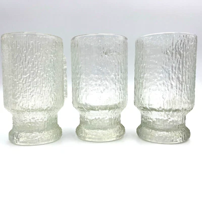 Indiana Glass Crystal Glacier Ice Mugs 12 oz Set of 3 Heavy Glass 5.5x3" - Image 1 of 4