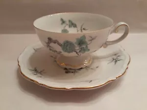 Mitterteich Bavaria Teacup & Saucer, Green Ming Pattern, Made In Germany - Picture 1 of 5