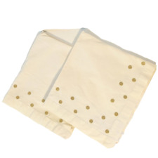 Pottery Barn Polka Dot Embroidered Cocktail Napkins Ivory Gold Dots Lot 2