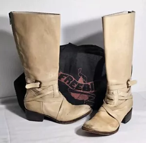Freebird By Steven OAK Women's 16" Tall Riding Boots Size 8 Cream Leather - Picture 1 of 13