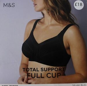 M & S COLLECTION TOTAL SUPPORT STRIPED NON WIRED FULL CUP BRA BNWT BLACK