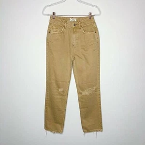 Jeans WE THE FREE donna 26 marrone Dakota gamba dritta effetto invecchiato vita alta nuovo senza etichette - Foto 1 di 5