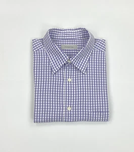 Herren Lavendel Kariert Ermenegildo Zegna Hemd XL Extra Large Baumwolle Gingham A/B - Bild 1 von 18