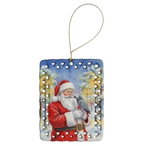 Caroline's Treasures Congo African Grey Parrot Santa Porcelain Ornament FNT1183C - Picture 1 of 3