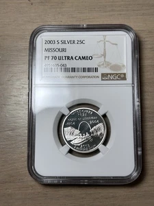 2003-S Proof SILVER Missouri State Quarter 25c NGC PF70 UCAM [12F10] - Picture 1 of 4