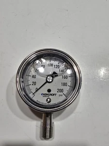 ASHCROFT PRESSURE GAGE 0-200 PSI SS 2 1/2 IN - Picture 1 of 3