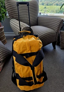 L.L BEAN Adventure ROLLING DUFFLE BAG Bright NYLON Hard Shell Bottom - Picture 1 of 17