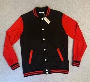 COOFANDY Bomber Varsity Cárdigan Chaqueta Para Hombres M Negro Rojo Preppy Y2K Deportivo - Imagen 1 de 10