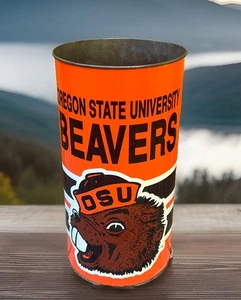 Vintage OSU Oregon State Beavers University Trash Can P&K Products 19.5" NCAA - Picture 1 of 24