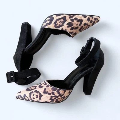 Tacones con correa al tobillo estampado leopardo talla 8 NUEVO Foto 1 de 4