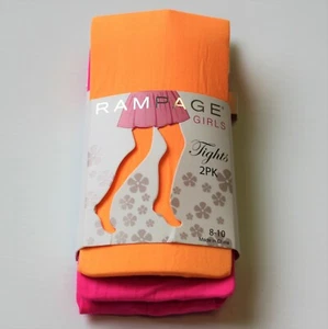 Rampage Girl's Florescent Tights Highlighter Orange & Bright Pink size 8-10 NWT - Picture 1 of 1