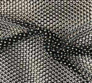 Strass cristallo su tessuto maglia elasticizzata nero larghezza 48"" venduto nel cortile - Foto 1 di 4