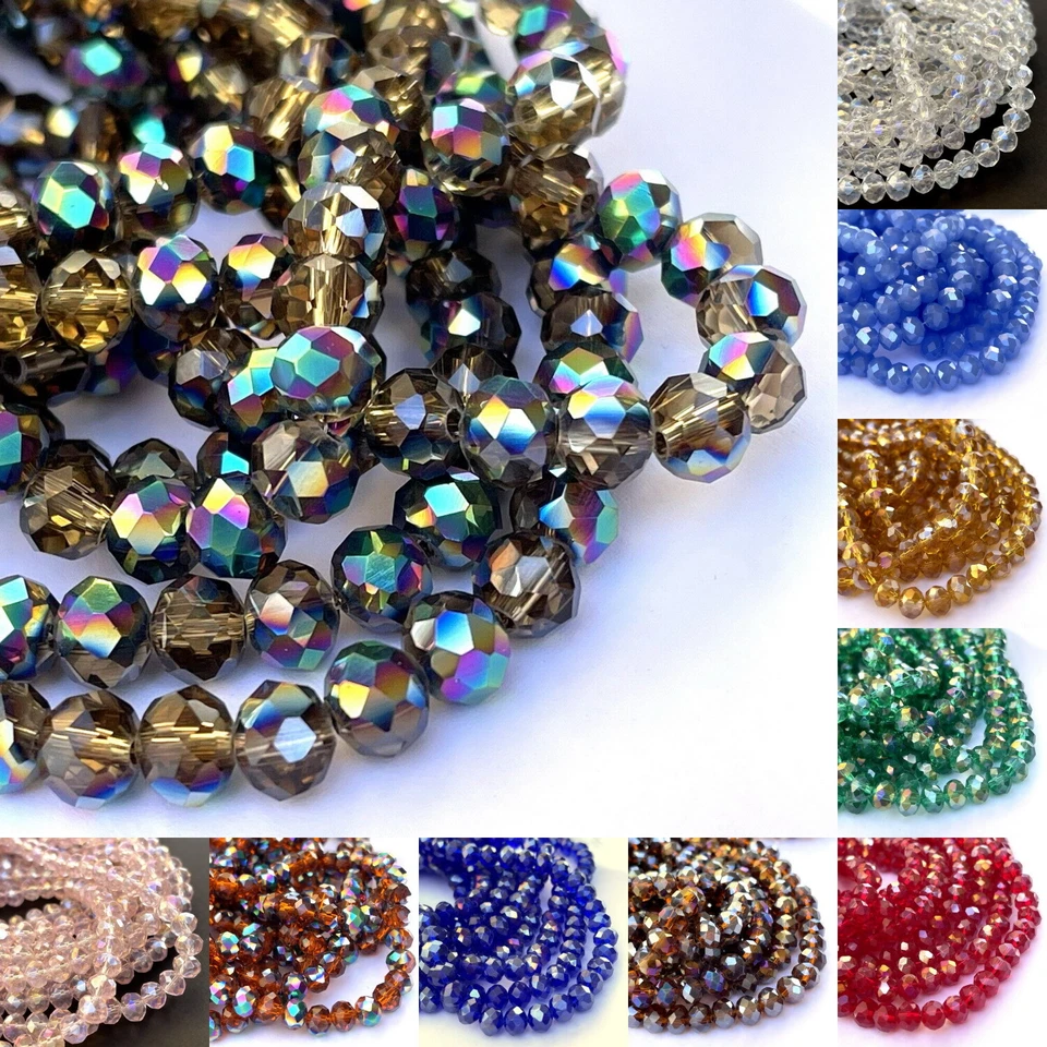 Kristall Perlen Glasperlen Glasschliffperlen Rondelle 8x6mm 30 Stk. - Bild 1 von 1