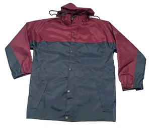 Coleman Windbreaker Jacket Men's Size Large Nylon PVC Hooded Waterproof Maroon - Picture 1 of 21