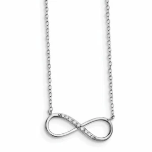 Argento Sterling Rodiato con Zirconi Infinity con Collana 2 IN EXT QG3475-16 Nuova - Foto 1 di 5