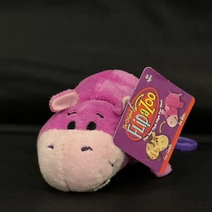 Flip A Zoo Geo Giraffe And Ava Hippo Purple Brown Plush Stuffed Animal With Tag - Picture 1 of 6
