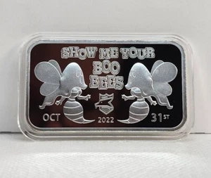 Spicy Halloween Show Me Your Boobees Postal Express Mint 1oz Silver Art Bar - Picture 1 of 3