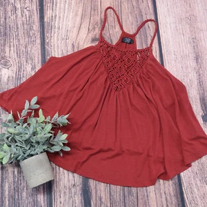Volcom Tank Top Women's Spaghetti Straps Floral Embroidery Red Size Small - Picture 1 of 9