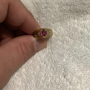 14k Yellow Gold Natural Ruby Ring - Picture 1 of 9