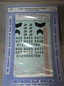 Microscale Decal #87-803 HO Scale BN SD-70MAC Locomotives 1994+(1 Set) - Picture 1 of 5