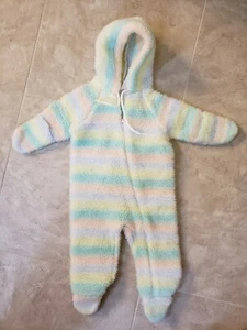 Vintage 1970s Fuzzy Soft Pastel 18 Mon Girl's Hooded Winter Suit - Picture 1 of 5