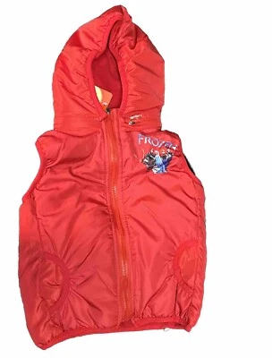 Chaleco acolchado Frozen rojo con capucha cremallera niña 5 años nuevo Elsa Ana Olaf 120 cm Foto 1 de 4
