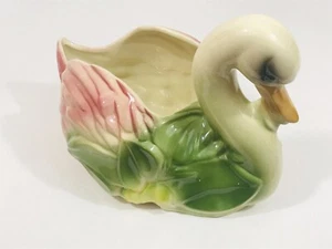 Maceta Cerámica Cisne USA CASCO Floral Colorida Grande Maceta Vintage Estilo Boho - Imagen 1 de 12
