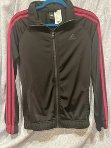 Adidas Jacket Youth S 8/10 Track Polyester Full Zip Black Pink Boys Girls - Picture 1 of 6