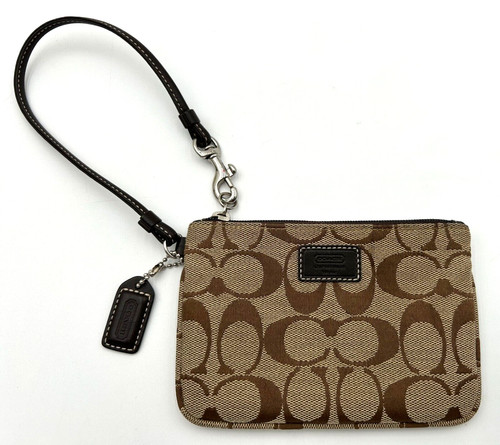 Portafoglio portamonete Coach vintage da polso marrone marrone classico logo tela