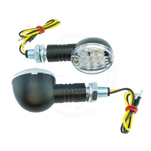 Clear Black LED Stalk Turn Signal Universal Light Motorcycle Stem Flasher Reflex - Picture 1 of 2