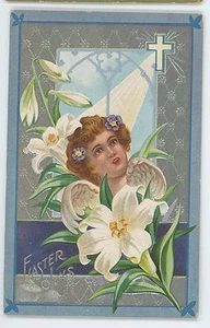 Saintly Holy Angel with Cross, Light of Christ EASTER Vintage Postcard - Picture 1 of 2